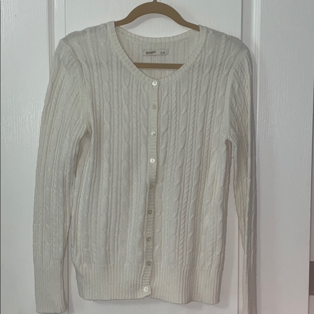 Old Navy white cable knit cardigan
